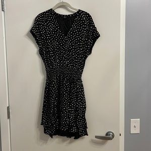 Rails black dress.  Size small, elastic waist, cream dot pattern